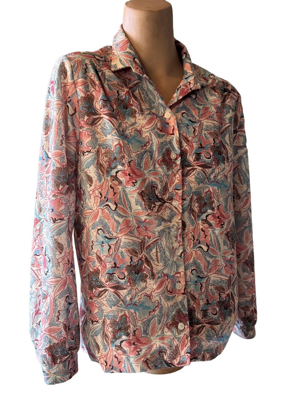 VINTAGE TODAY’S TIMES BRAND POLYESTER LONG SLEEVE BUTTON DOWN SHIRT